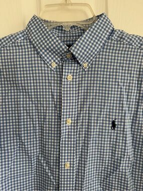 Ralph Lauren Light Blue & White Gingham Button-Down Shirt